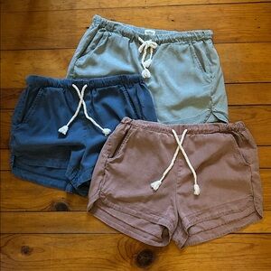 Lot of three UpWest All Around Tencel drawstring shorts - small, GUC